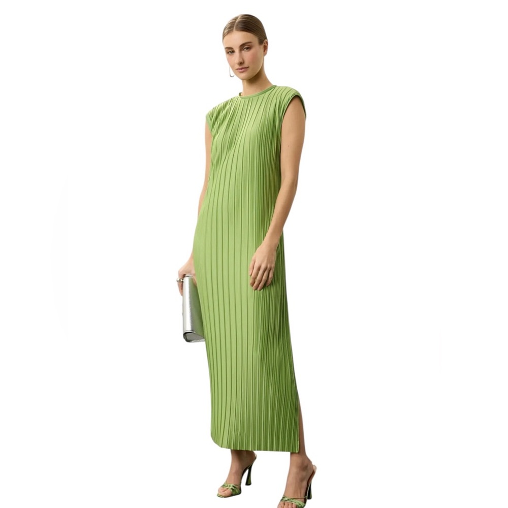 Atlein- Green Plisse Midi Dress Size Small